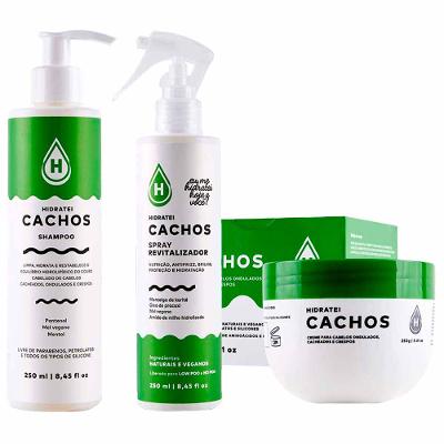 Hidratei Cachos Kit - Shampoo + Creme + Spray Revitalizador