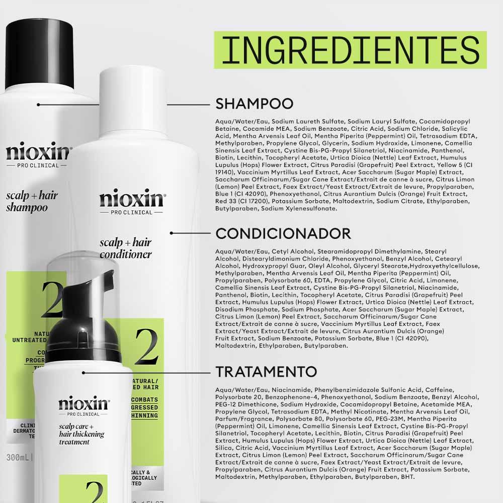Nioxin System 2 Kit - Shampoo + Condicionador + Tratamento - 8
