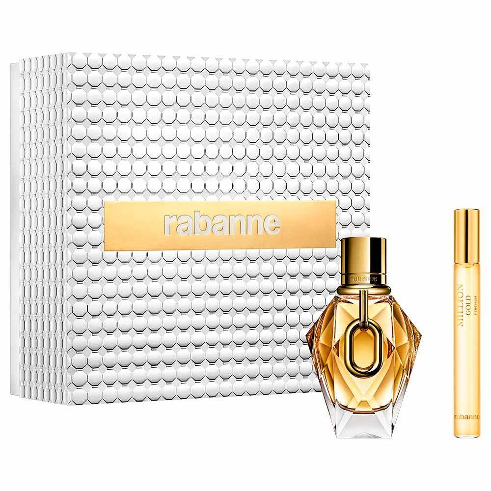 Coffret Rabanne Million Gold Kit - Perfume Feminino - EDP Refillable + Travel Size - 1