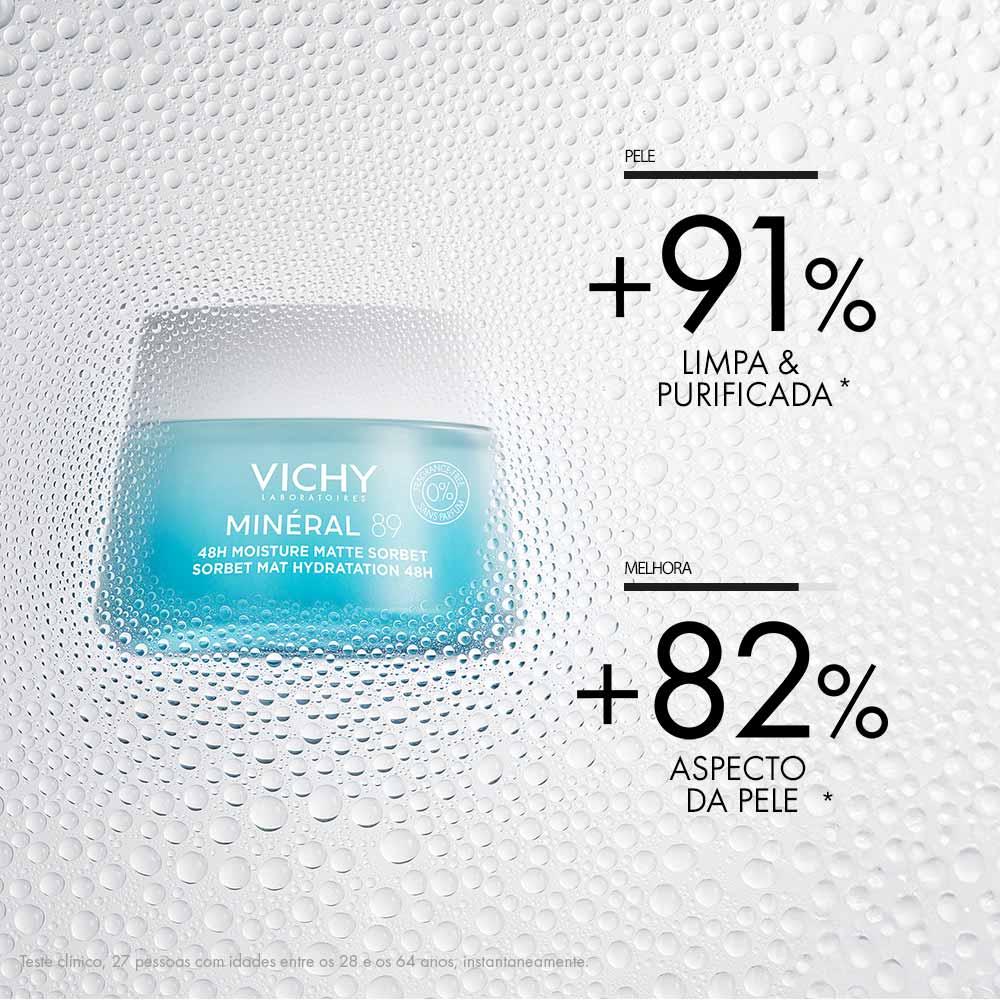 Gel Hidratação Facial Pele Oleosa e Mista Efeito Matte Vichy Minéral 89 Sorbet 48h - 4