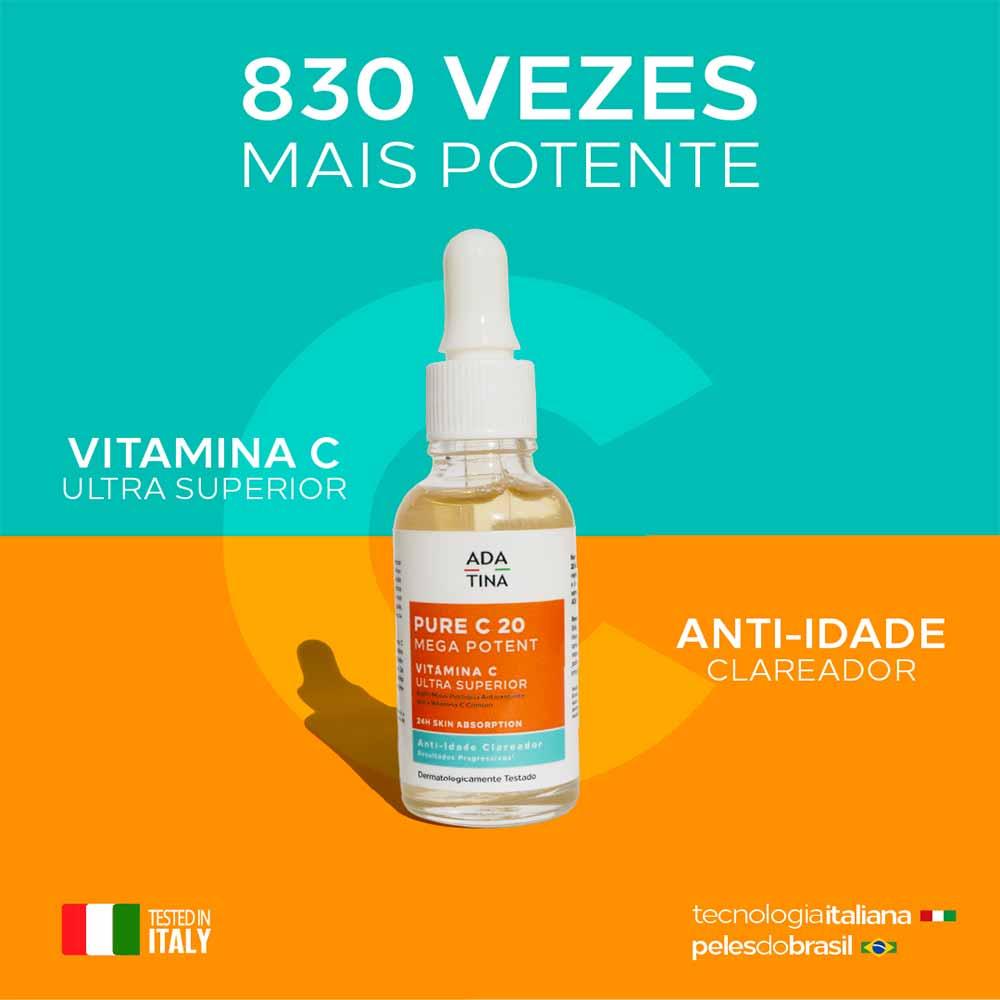 Pure C 20 Mega Potent Sérum: Vitamina C Ultra Superior Clareador Anti-Idade Ada Tina - 3