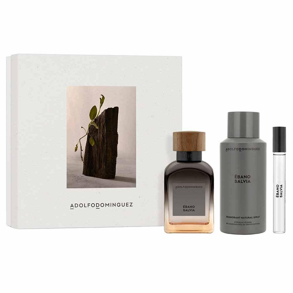 Coffret Adolfo Dominguez Ébano Salvia Kit - Perfume Masculino - EDP + Desodorante + Travel Size - 1