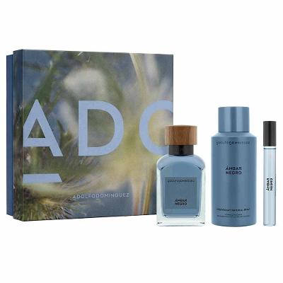 Coffret Adolfo Dominguez Ámbar Negro Kit - Perfume Masculino - EDP + Desodorante + Travel Size