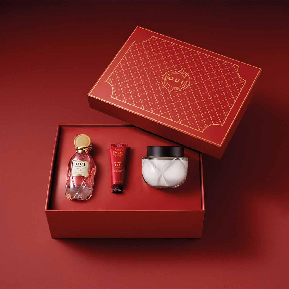 Coffret Presente Scapin 245 OUi Kit Perfume Feminino EDP + Creme Para Mãos + Creme Corporal - 3