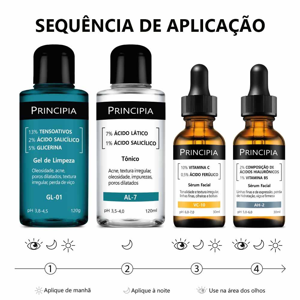 Kit Principia Essencial Avançado - Gel de Limpeza + Tônico + 2 Séruns - 4