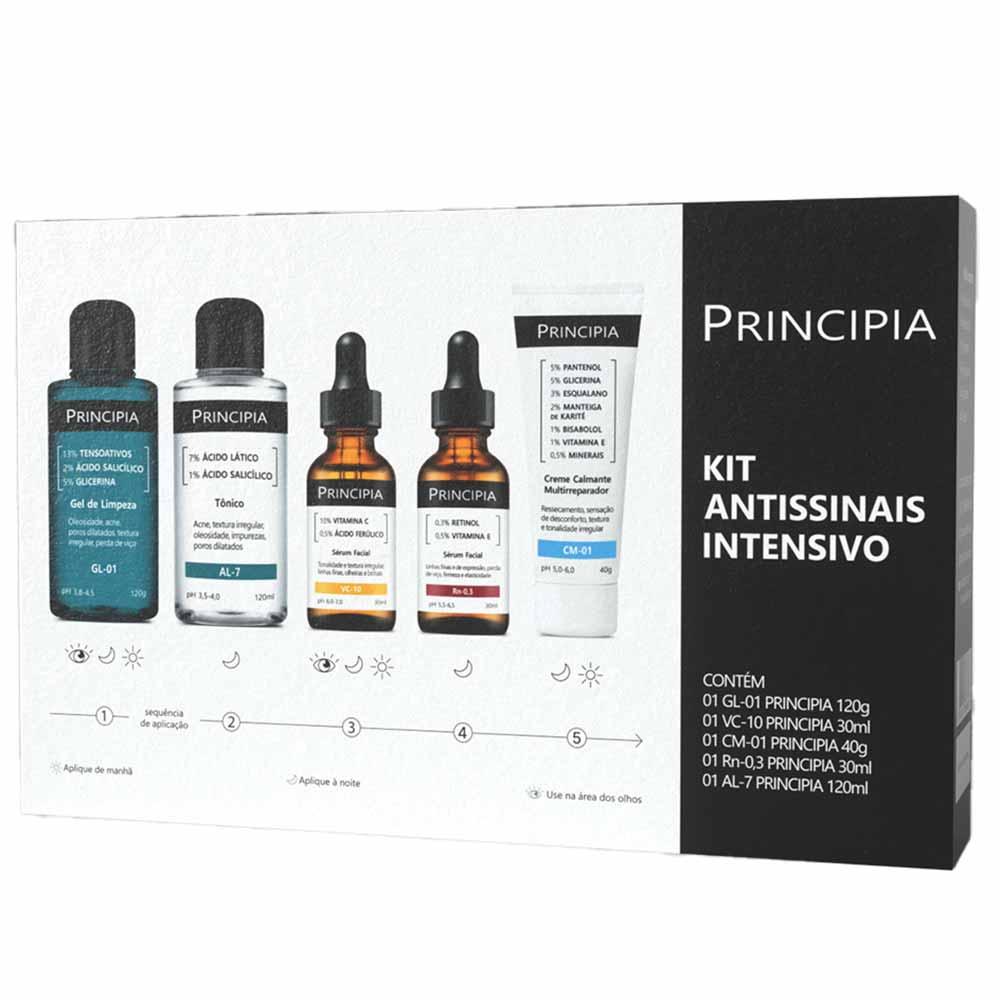 Kit Principia Antissinais Intensivo - Gel de Limpeza + Tônico + Creme + 2 Séruns - 5