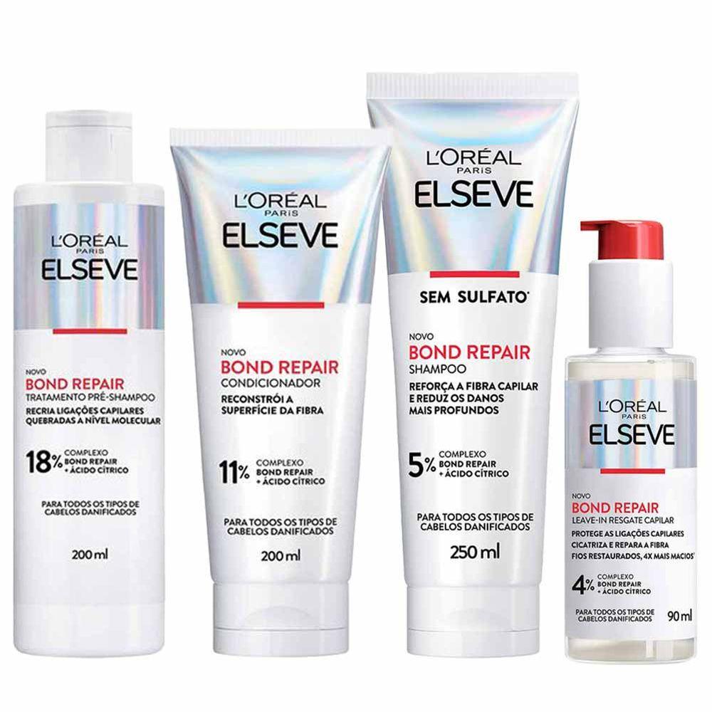 Kit Elseve Bond Repair - Pré Shampoo + Shampoo + Condicionador + Leave in - 1