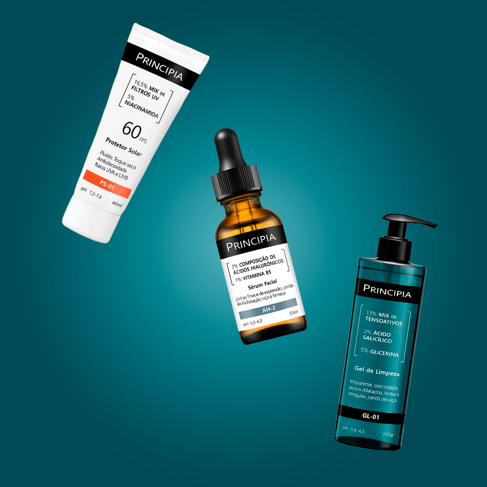 Principia Kit - Protetor Solar Facial PS-01 FPS60 + Sérum Ácido Hialuronico e Vitamina B5 AH-2 + Gel de Limpeza Facial GL-01 - 3