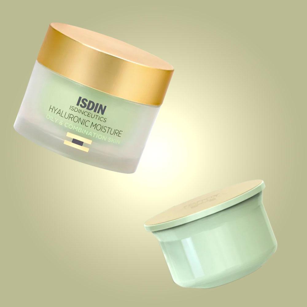 Isdin Isdinceutics Hyaluronic Moisture Oily Skin Kit - Refil + Creme Anti-Idade - 3