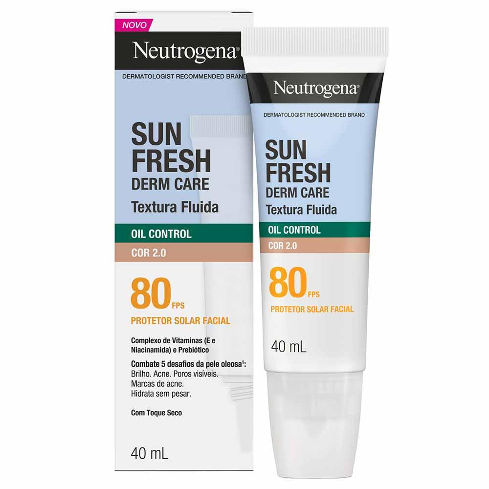 Protetor Solar Fluido Control Oil Neutrogena Derma Care Sun Fresh FPS 80 40ml - 2