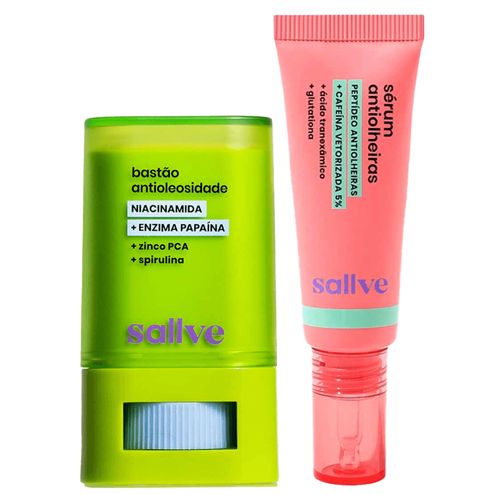 Sallve Kit - Bastão Facial Antioleosidade + Sérum Antiolheiras - 1