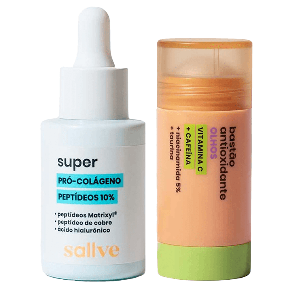 Sallve Kit - Bastão Antioxidante para Olhos + Sérum Facial Super Pró colágeno Peptídeos 10% - 1