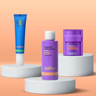 Sallve Kit - Creme Facial Retexturizador Noturno + Limpador Enzimático em Pó + Hidratante Reparador