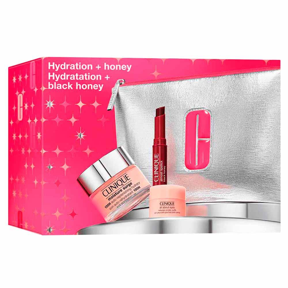Clinique Essenciais Skincare & Maquiagem Kit - Hidratante Facil + Batom + Gel-Creme para Olhos - 1