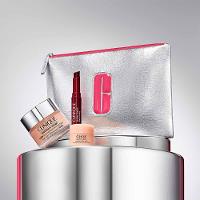 Clinique Essenciais Skincare & Maquiagem Kit - Hidratante Facil + Batom + Gel-Creme para Olhos - 8