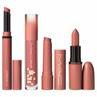 MAC Lip Holiday Kit - Batom M·A·CXIMAL + Batom Powder Kiss + Lipglass Air Non-Sticky + Gloss Plumping - 1