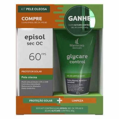 Episol Pele Oleosa Kit - Protetor Solar Sec Oc FPS60 + Gel de Limpeza Glycare Control