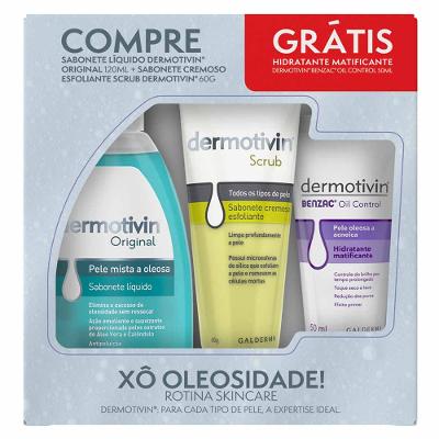 Dermotivin Kit Xô Oleosidade - Sabonete + Esfoliante Scrub + Hidratante