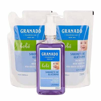 Kit Granado Lavanda Bebe Hora do Banho Sab Liquido + 2 Refis de Sabonete Líquido