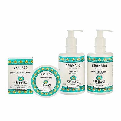 Kit Granado Terrapeutics Cha Branco Sabonete em Barra + Sabonete Líquido + Hidratanete Corporal +Manteiga Corporal +Lata Decorativa