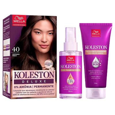 Koleston Poderoso Kit – Coloração Deluxe Cast 4.0 + Tratamento + Óleo Capilar
