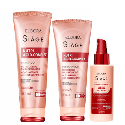 Eudora Siàge Nutri Acid.Complex Kit – Shampoo + Condicionador + Óleo em Creme
