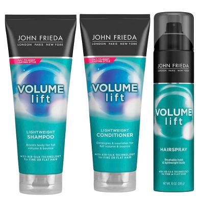 John Frieda Luxurious Volume Kit – Shampoo + Condicionador + Spray Fixador