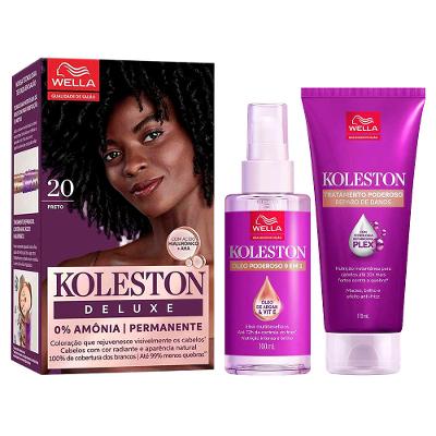 Koleston Poderoso Kit – Coloração Deluxe Preto 2.0 + Tratamento + Óleo Capilar