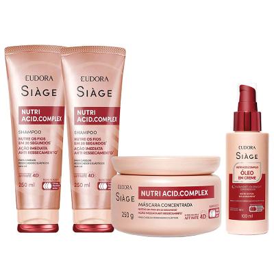 Eudora Siàge Nutri Acid.Complex Kit – Shampoo + Condicionador + Máscara + Óleo em Creme