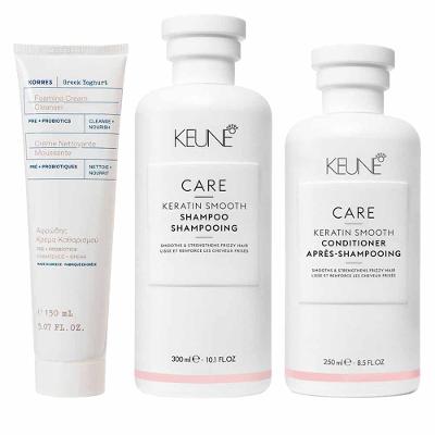 Keune & Korres Kit – Shampoo + Condicionador + Emulsão Facial de Limpeza