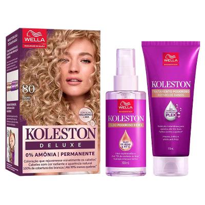 Koleston Poderoso Kit – Coloração Deluxe Louro 8.0 + Tratamento + Óleo Capilar