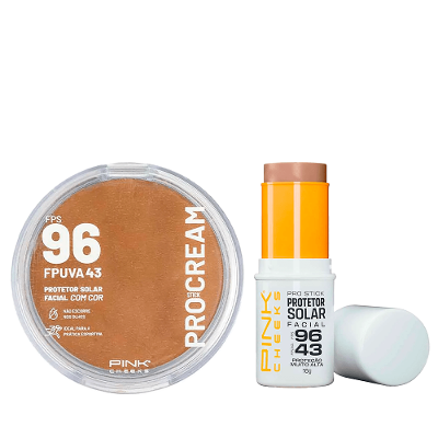 Kit Protetor Solar Pink Cheeks - Pro Stick Pro20 com Cor + Pro Cream FPS96 para Pele Clara