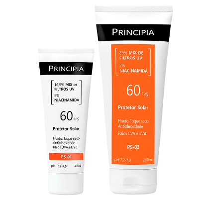 Kit Protetor Solar Principia FPS 60: PS-01 + PS-03 Toque Seco