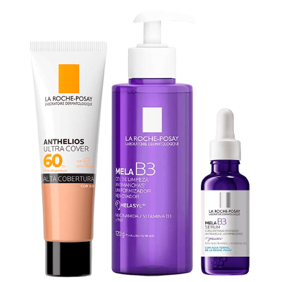 Kit La Roche-Posay MelaB3 - Gel de Limpeza + Sérum + Protetor Solar Facial FPS 60