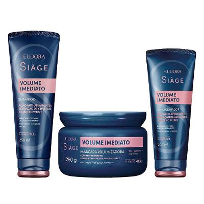 Kit  Eudora Siage Volume Imediato – Condicionador + Shampoo + Máscara