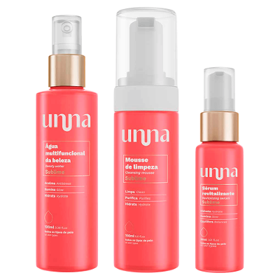 Kit Skincare Unna Beleza Sublime: Mousse + Água + Sérum Facial