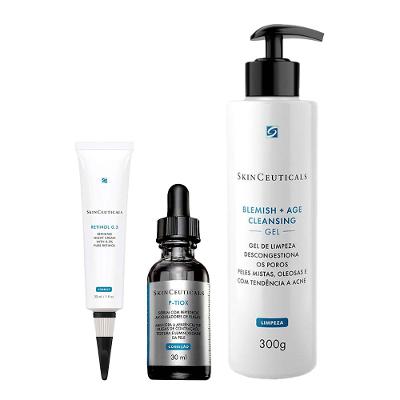 Kit SkinCeuticals Rejuvenescedor - Gel de Limpeza Facial + Sérum P-Tiox + Retinol 0,3