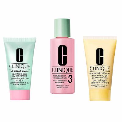 Kit de Skincare Clinique - Sabonete Líquido + Tônico Facial + Hidratante em Gel