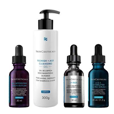 Kit SkinCeuticals Protocolo Anti-idade - Gel de Limpeza + P-Tiox + H.A. Intensifier + A.G.E. Ultra