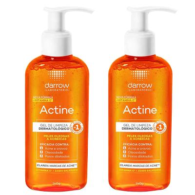 Kit Darrow Actine 2 Géis de Limpeza Facial Vitamina C - Antiacne e Iluminador