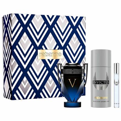 Kit Coffret Invictus Victory Elixir - Perfume Rabanne Parfum Intense + Deo Colonia + Travel Size