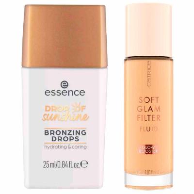 Essence + Catrice Kit - Bronzer Líquido Dourado + Base Ultra Leve