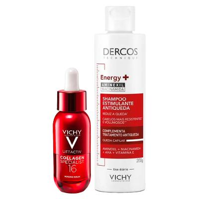 Kit Vichy Cuidados Integrais - Sérum Antirrugas Liftactiv + Shampoo Antiqueda Dercos Energy+