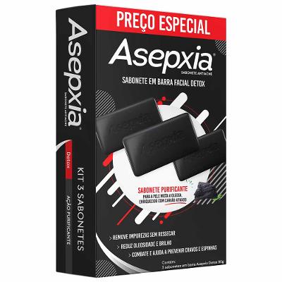 Kit Asepxia Sabonete Facial Detox -  3 Unidades