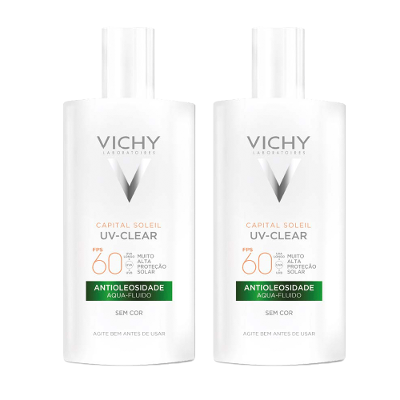 Vichy Protetor Solar Facial Capital Soleil Uv-Clear FPS60 Sem Cor Kit com 2 Unidades