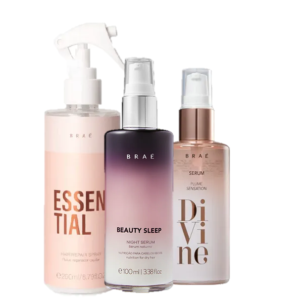BRAÉ Essential Fluido 260ml Serum  Divine 60ml e Beauty Sleep 100ml - 1