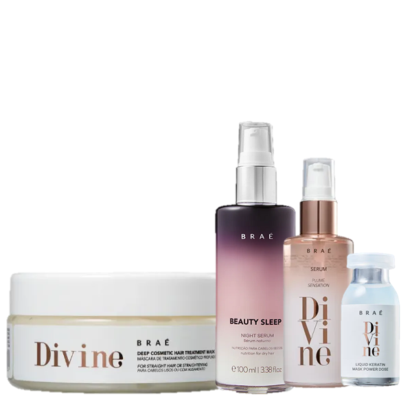 BRAÉ Divine Mascara 200g Serum Reparador 60ml Ampola 13ml e Beauty Sleep 100ml - 1