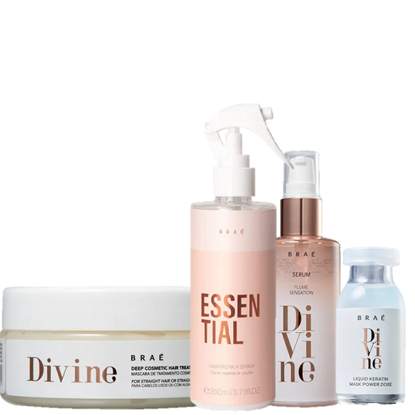 BRAÉ Divine Máscara 200g+Sérum Reparador 60ml+Ampola 13ml+Essential 260ml - 1