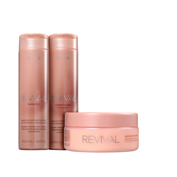 BRAÉ Revival Shampoo250ml+Condicionador250ml+ BRAÉ Revival Mascara200g +BRAÉ Essential 260ml - 3