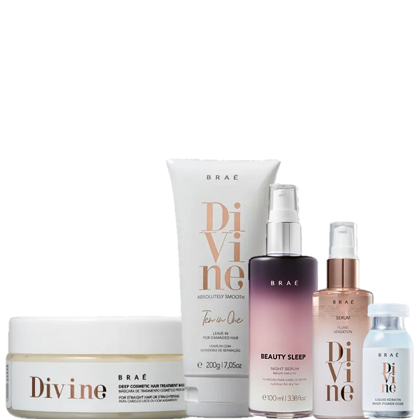 BRAÉ Divine Máscara 200g Leave in 200g Serum 60ml Ampola 13ml e Beauty Sleep 100ml - 1